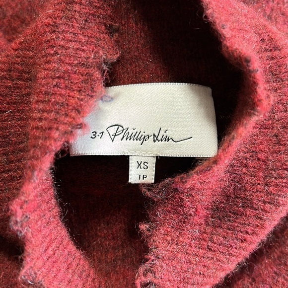 31 Phillip Lim Red Brick Belted Wool Turtleneck Sleeveless Sweater Yak sz XS - Picture 9 of 11